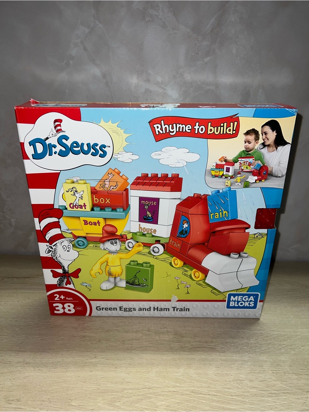 Mega Bloks Dr. Seuss Green Eggs & Ham Train Set NEW Open Box Complete 38 Pc